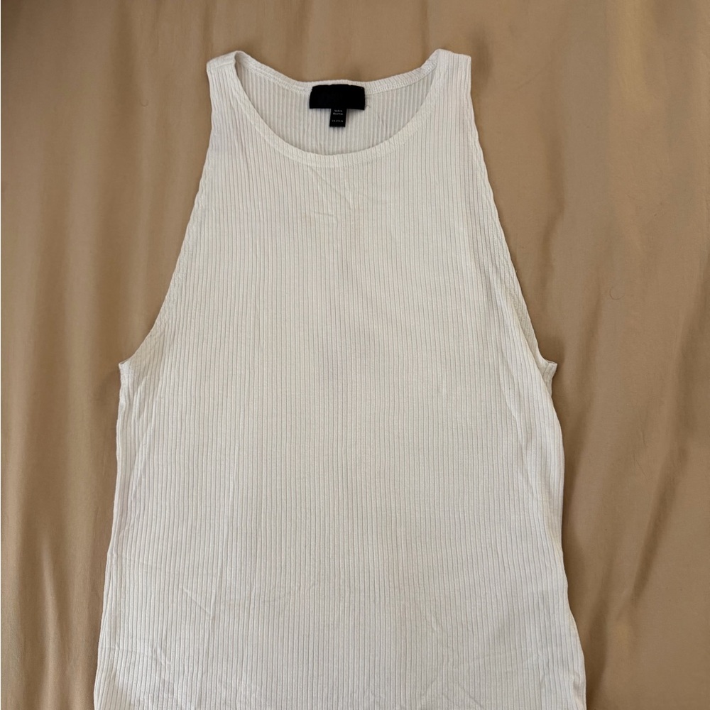 Topshop Ivory Ribbed Tank Top